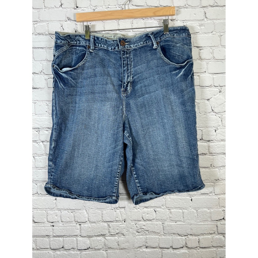 Y2K Zana Di Womens Denim Bermuda Shorts Size 24 Stretch Embroidered Pockets